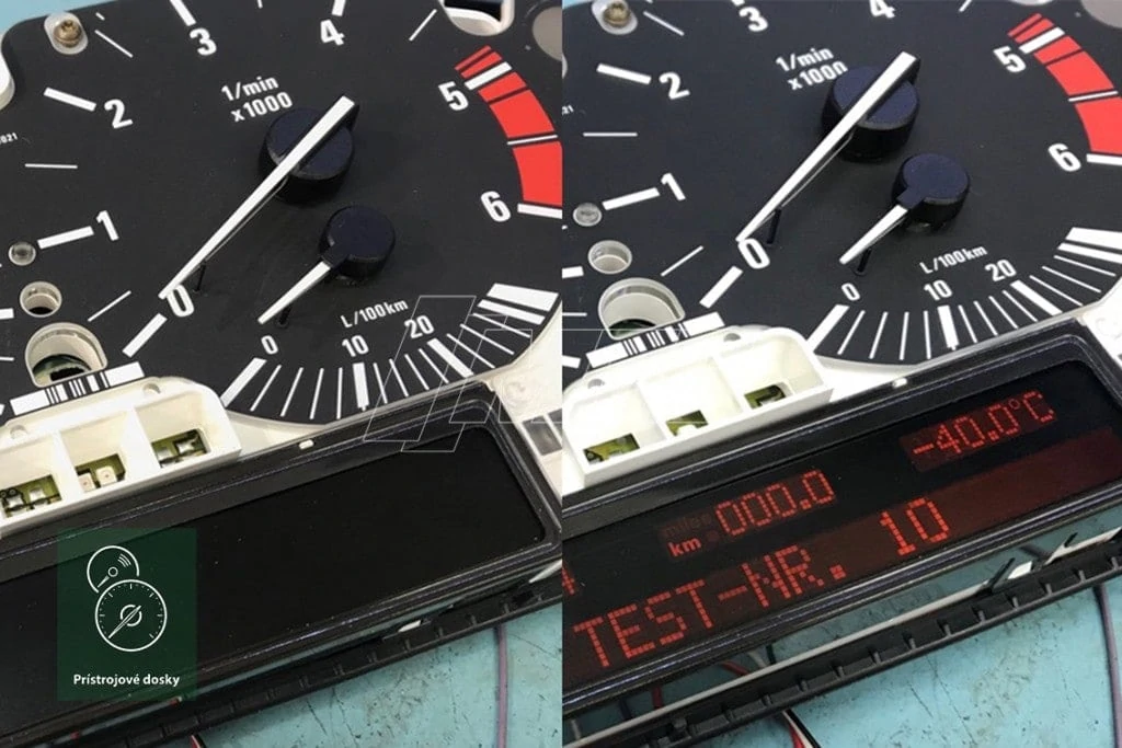 Oprava chýbajúcich pixelov displeja v tachometri BMW E39 - porovnanie