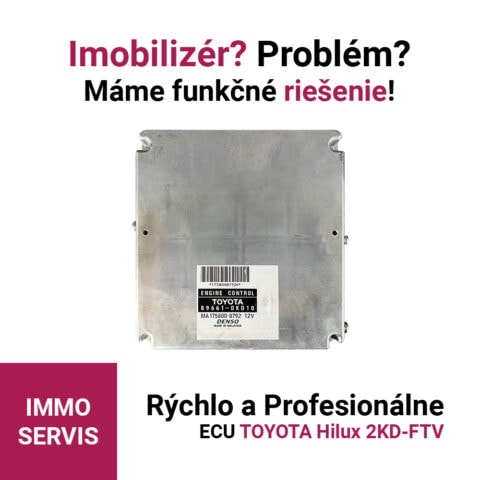 Denso ECU Toyota Hilux 2KD-FTV – čítanie dát, analýza imobilizéra, konfigurácia emulátora a test funkčnosti.
