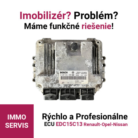 Bosch EDC15C13 Renault Master / Opel Movano – čítanie dát, analýza imobilizéra, konfigurácia emulátora a test funkčnosti.