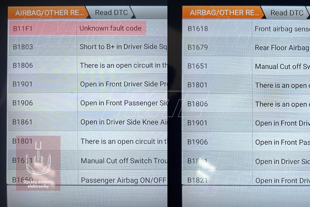 Porovnanie výpisu DTC pred a po resete crash dát — B11F1 pred resetom a čistý výpis po resete, Toyota GT86