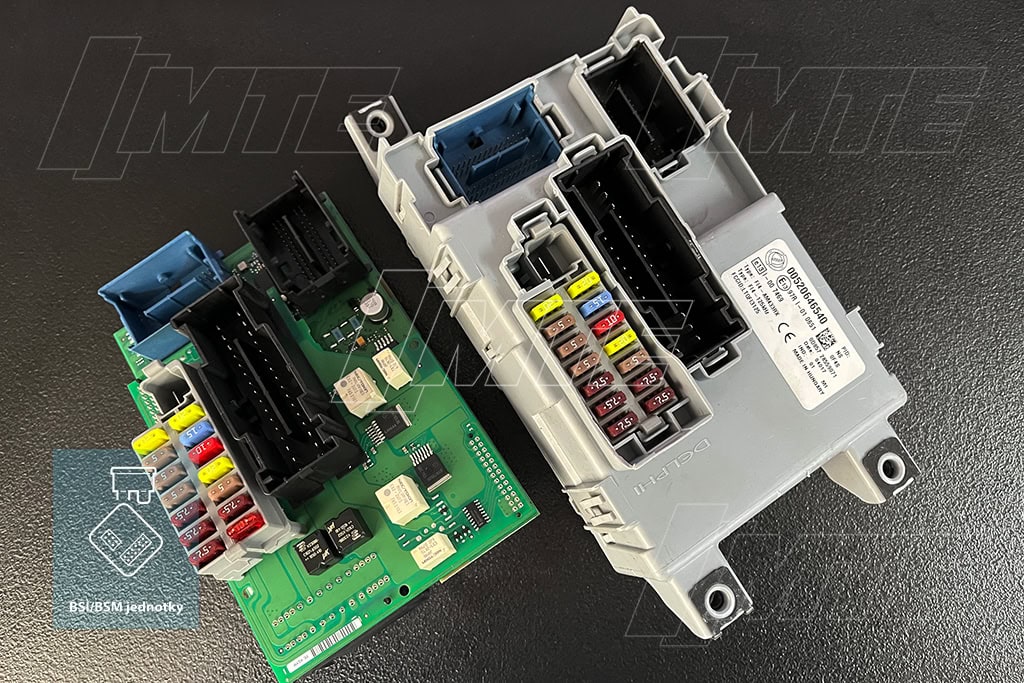 BSI modul Delphi 28559071 — pôvodný (bez obalu) a náhradný modul vedľa seba, Fiat Doblo
