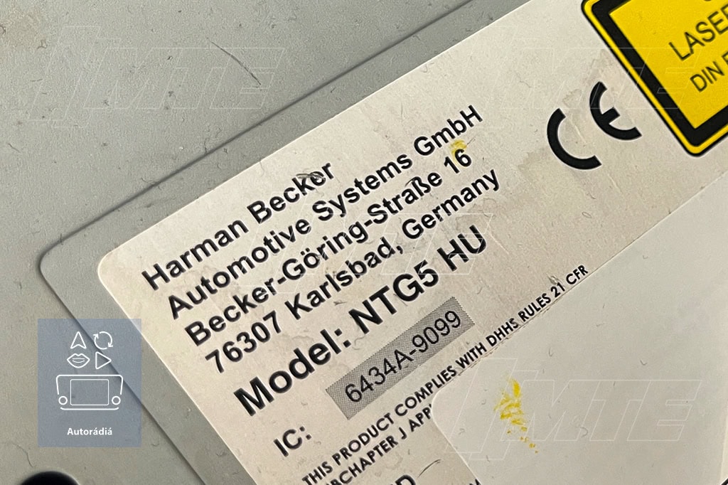 Štítok hlavnej jednotky COMAND NTG5.0 — Model: NTG5 HU